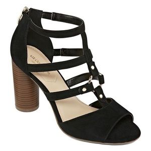 Black block heel sandal heels for size 11 women 3.5inches heel length